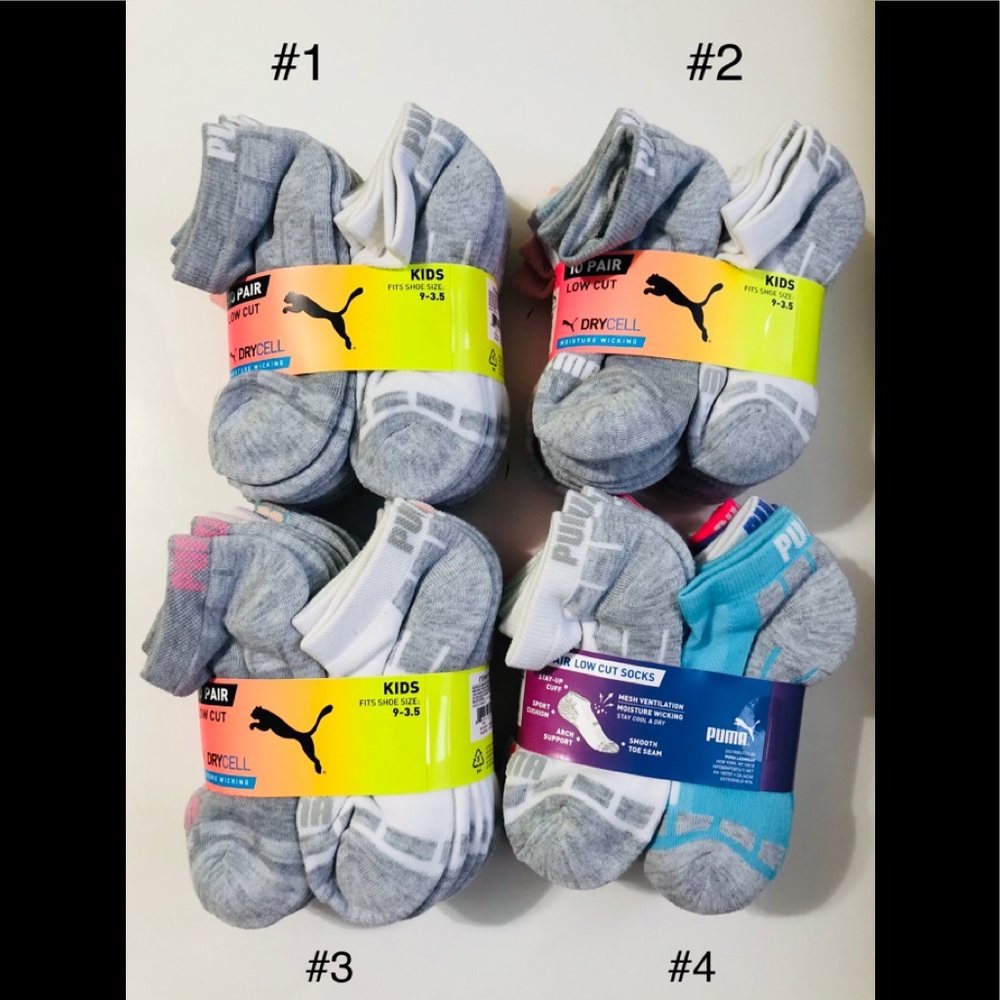 PUMA Drycell Kids' Girls 10 Pack Low Cut Socks Medium